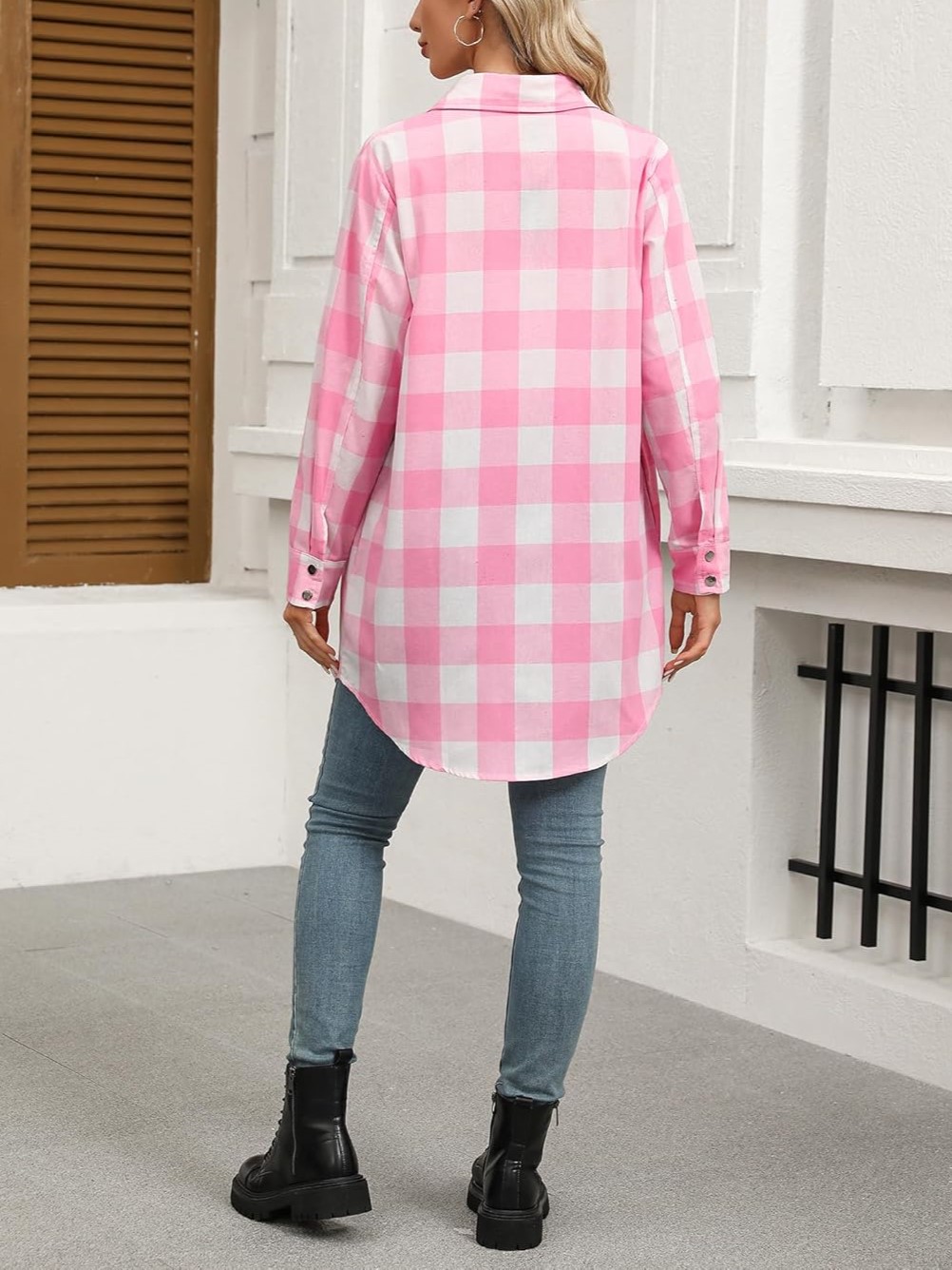 Women's Flannel Long Sleeve Plaid Button Down Shirts