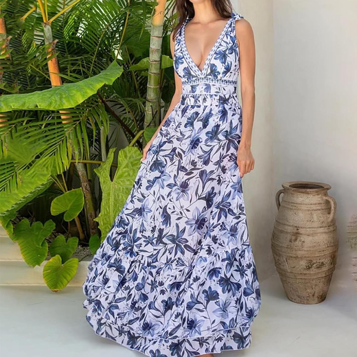 Women Adjustable Shoulder Strip Plant Prints One Piece Swimsuit and Skirt/Sarong