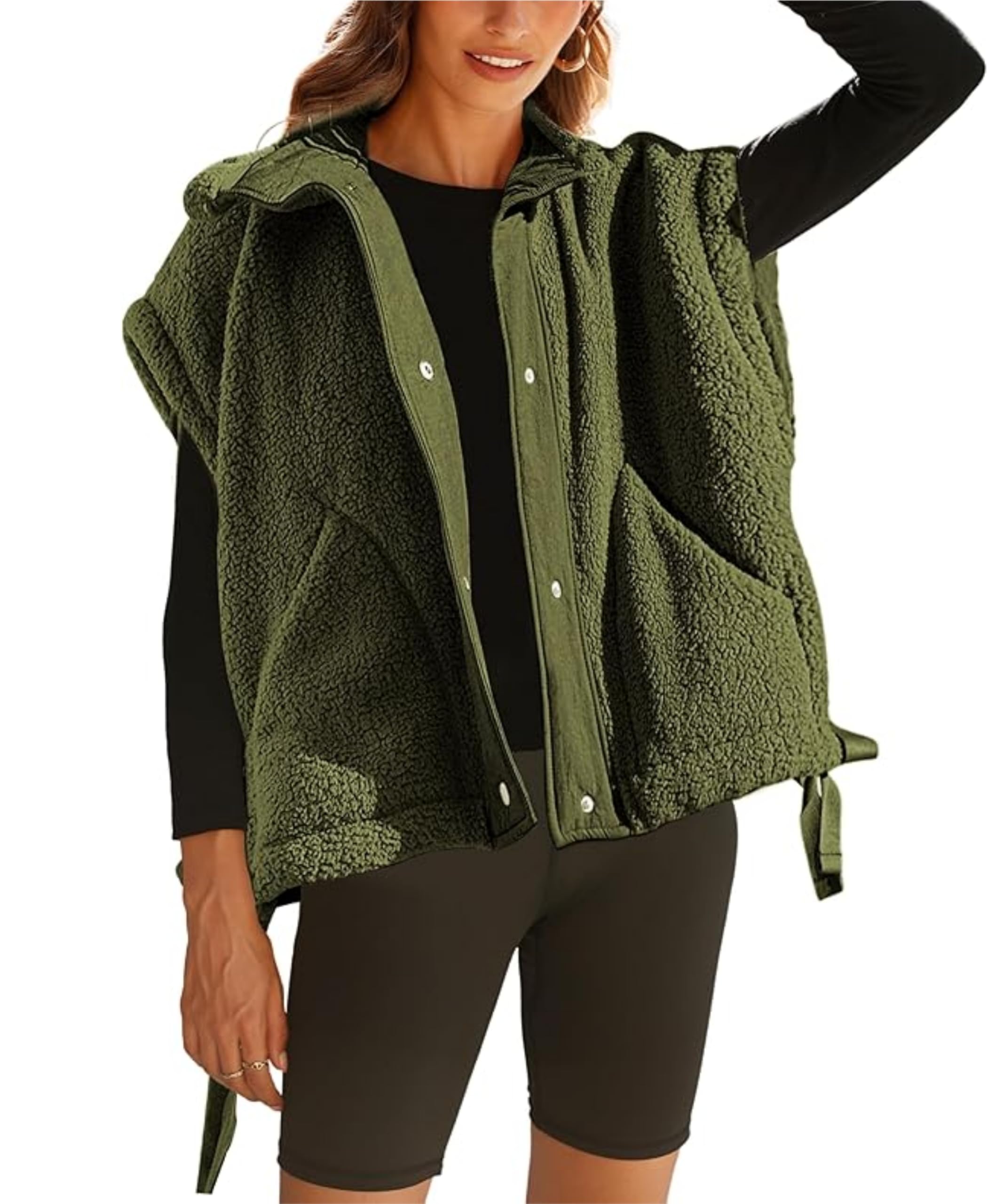  Women's Fuzzy Fleece Vest Oversized Sleeveless Sherpa Jacket (Buy 2 10% off)