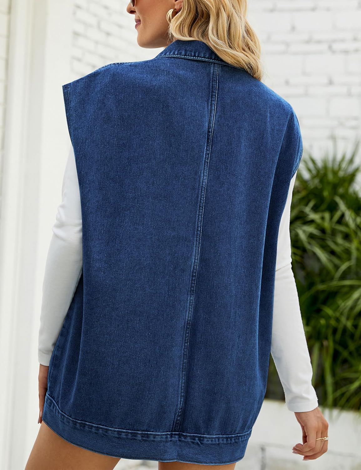 HOT SALE Women's Button Down Denim Vest Jacket