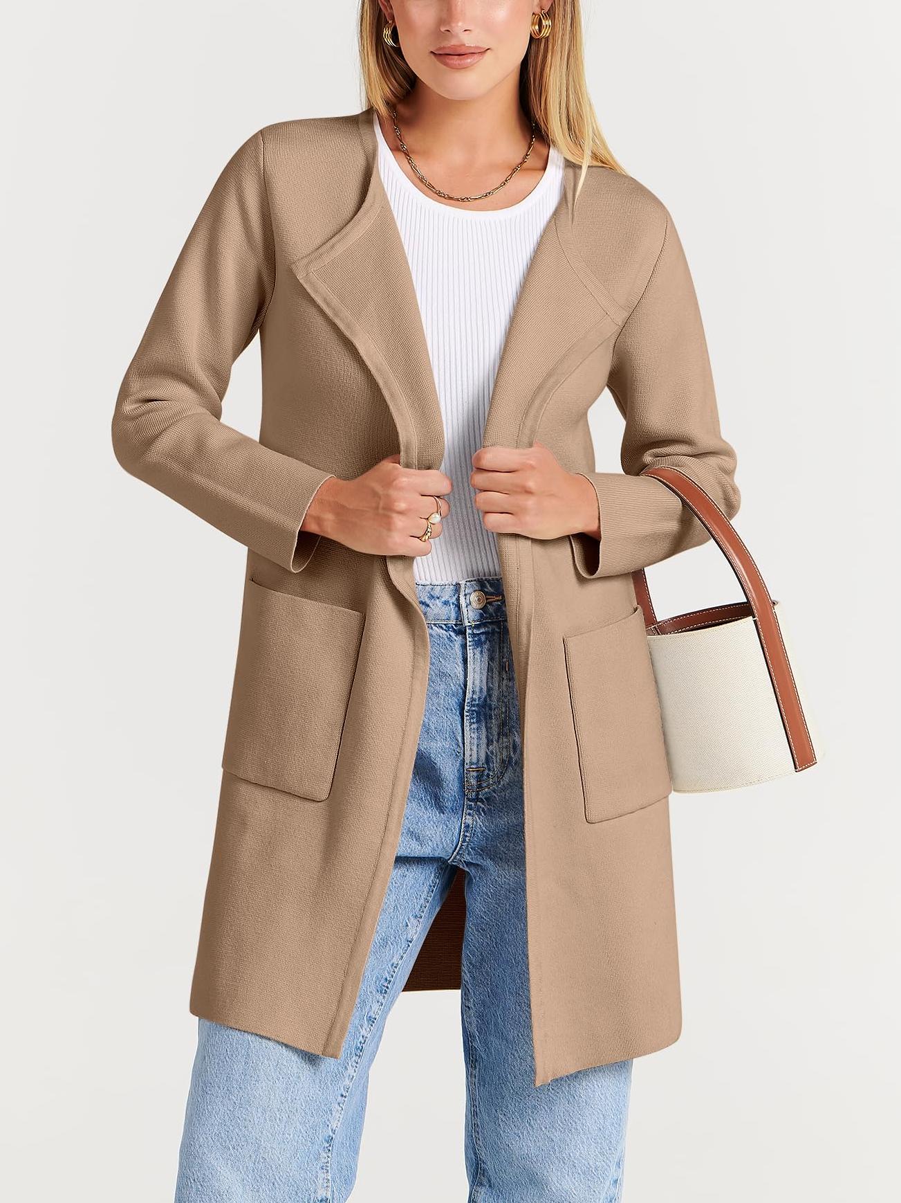  Women's Casual Long Lightweight Cardigan Jacket Coat（Buy 2 Free Shipping）