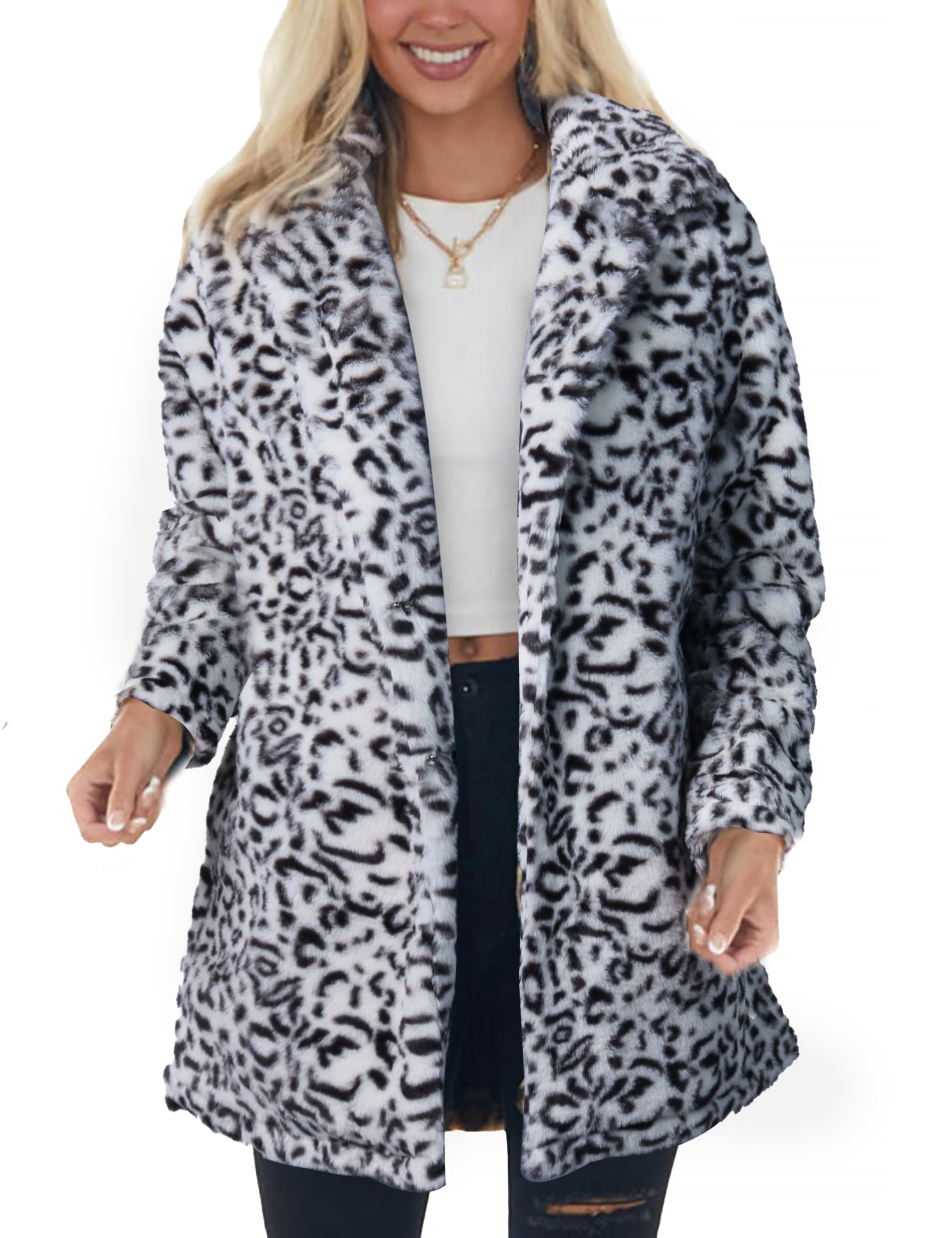 Womens Faux Fur Coats Leopard Jackets(50% OFF!!!)