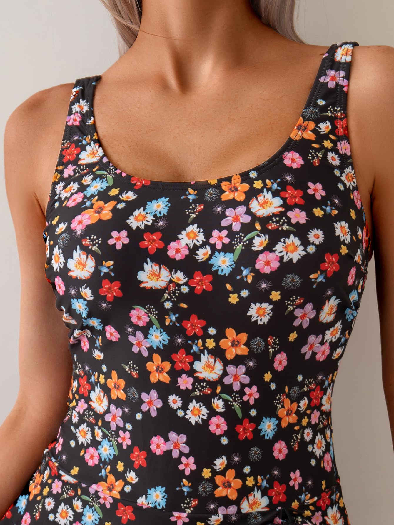 Women's Printed One Piece Swimsuits Tummy Control Swim Dresses