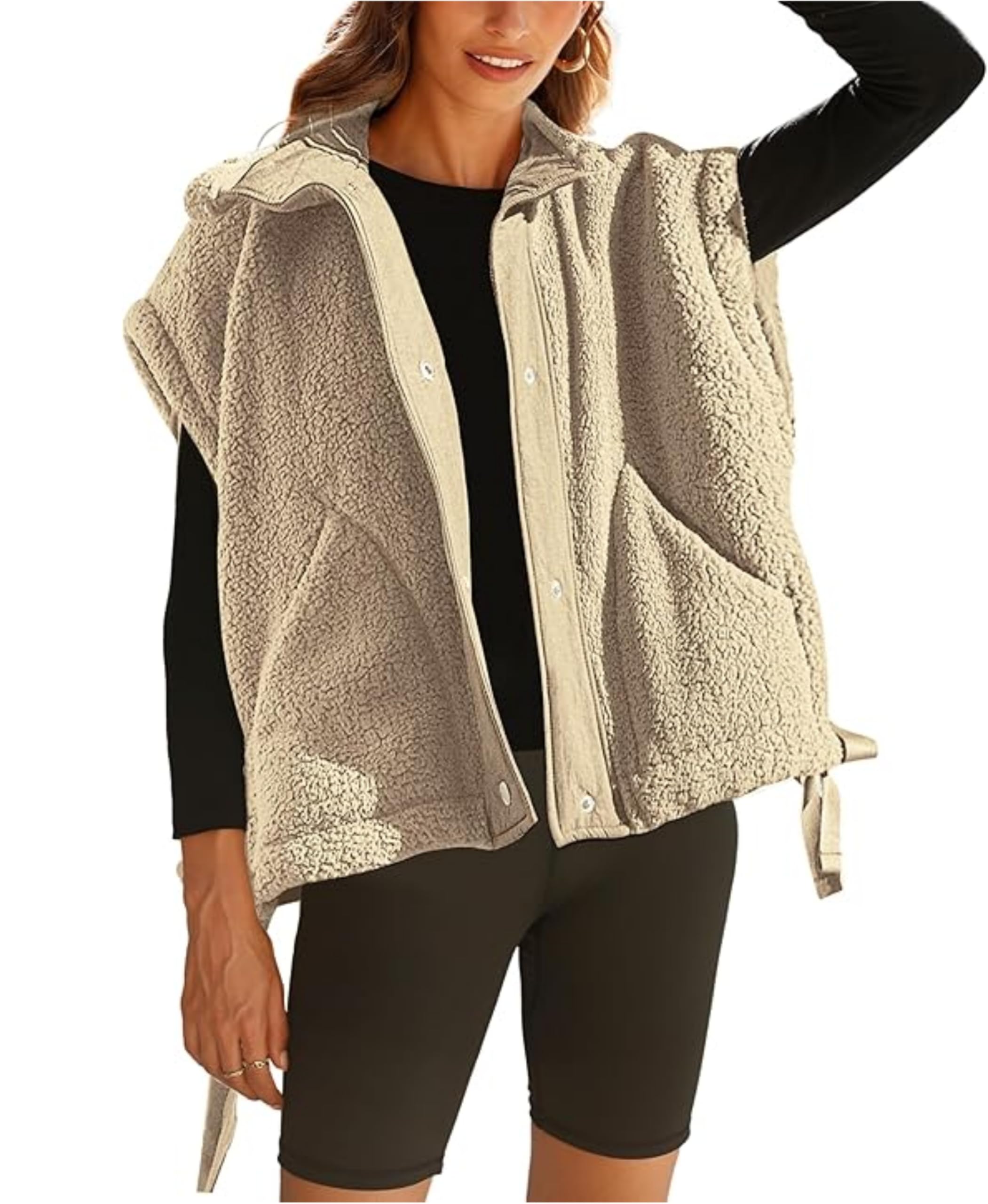  Women's Fuzzy Fleece Vest Oversized Sleeveless Sherpa Jacket (Buy 2 10% off)