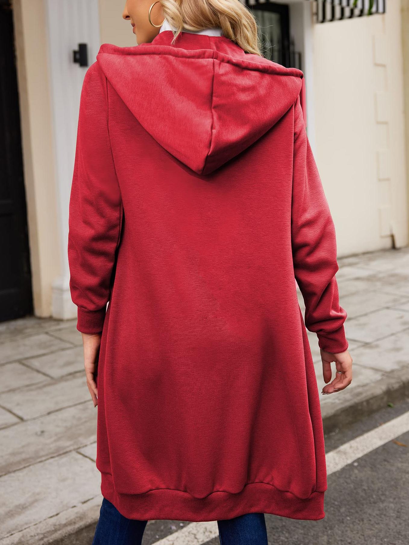  Women Casual Zip up Fleece  Long Hoodie Jacket (Buy 2 Free Shipping)