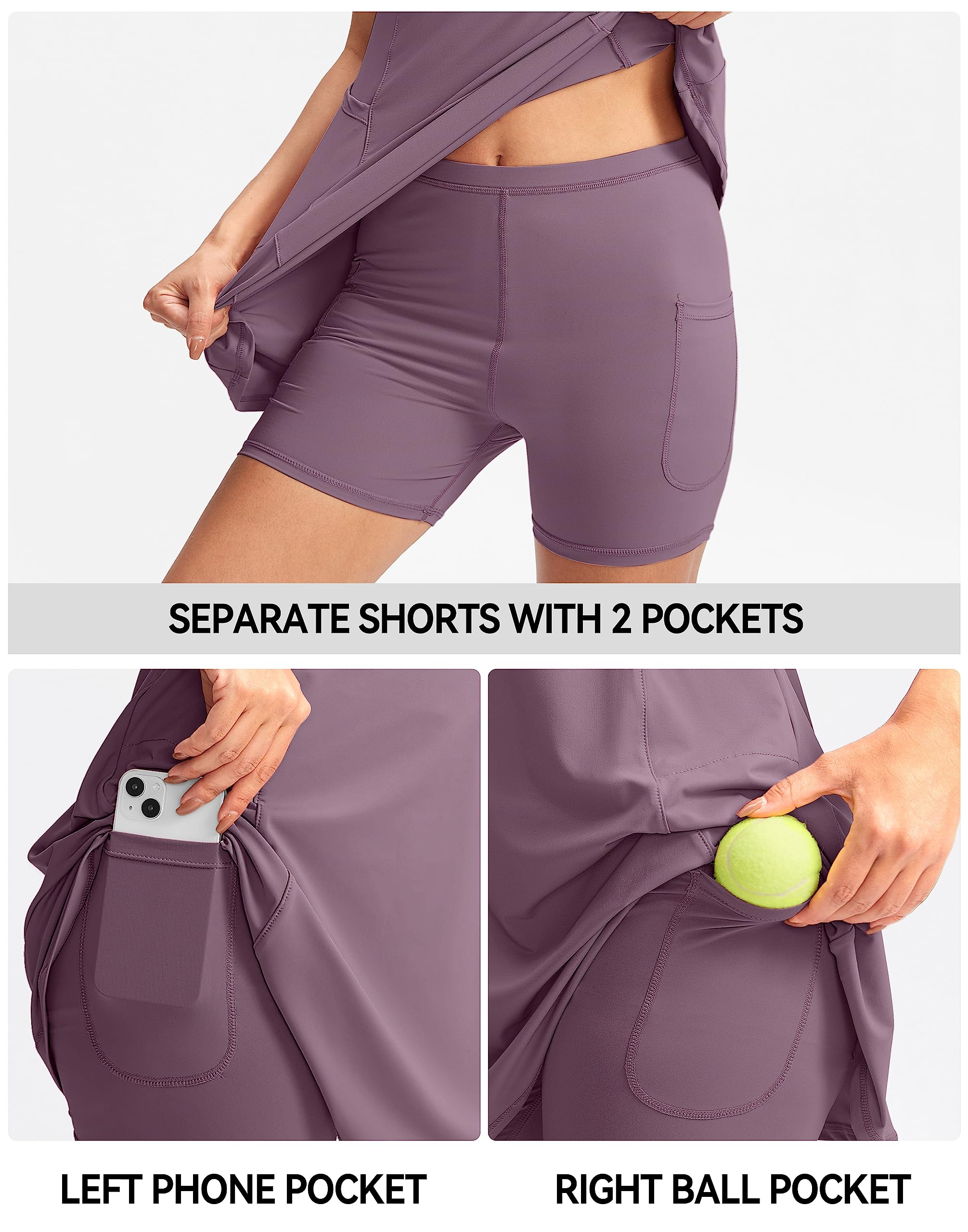 Women's Tennis Golf Dress with Built in Shorts 