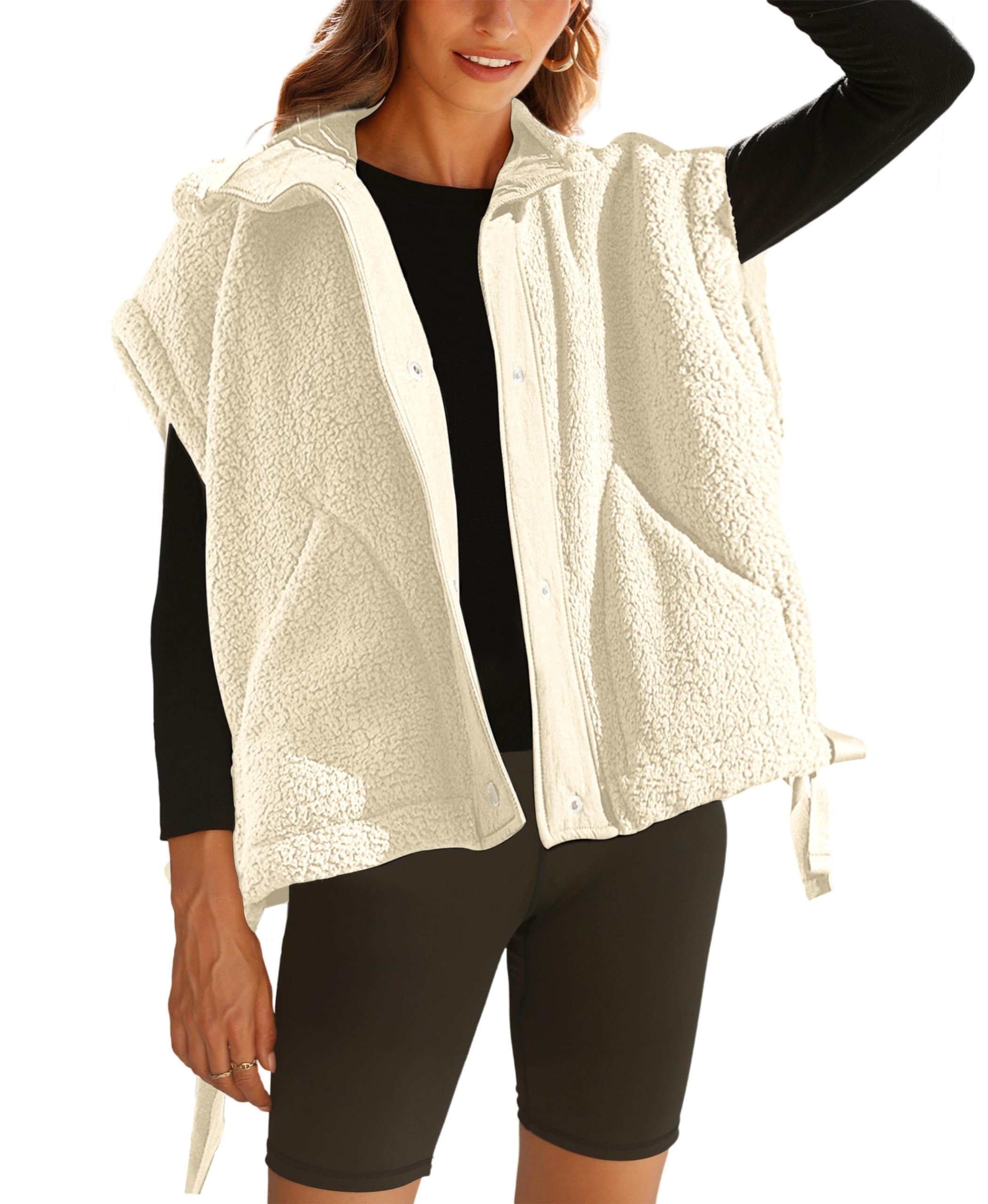  Women's Fuzzy Fleece Vest Oversized Sleeveless Sherpa Jacket (Buy 2 10% off)