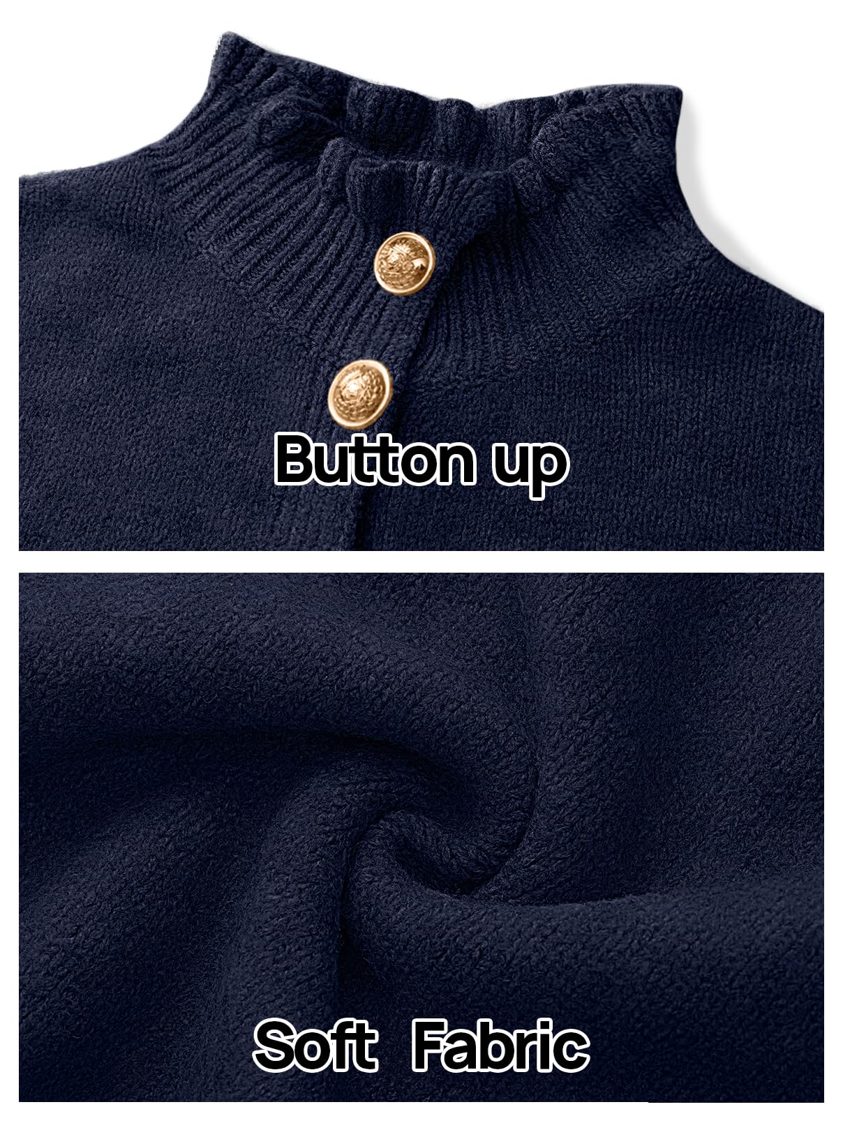 Women's Ruffle Button Down Long Sleeve Chunky Cardigan Sweaters