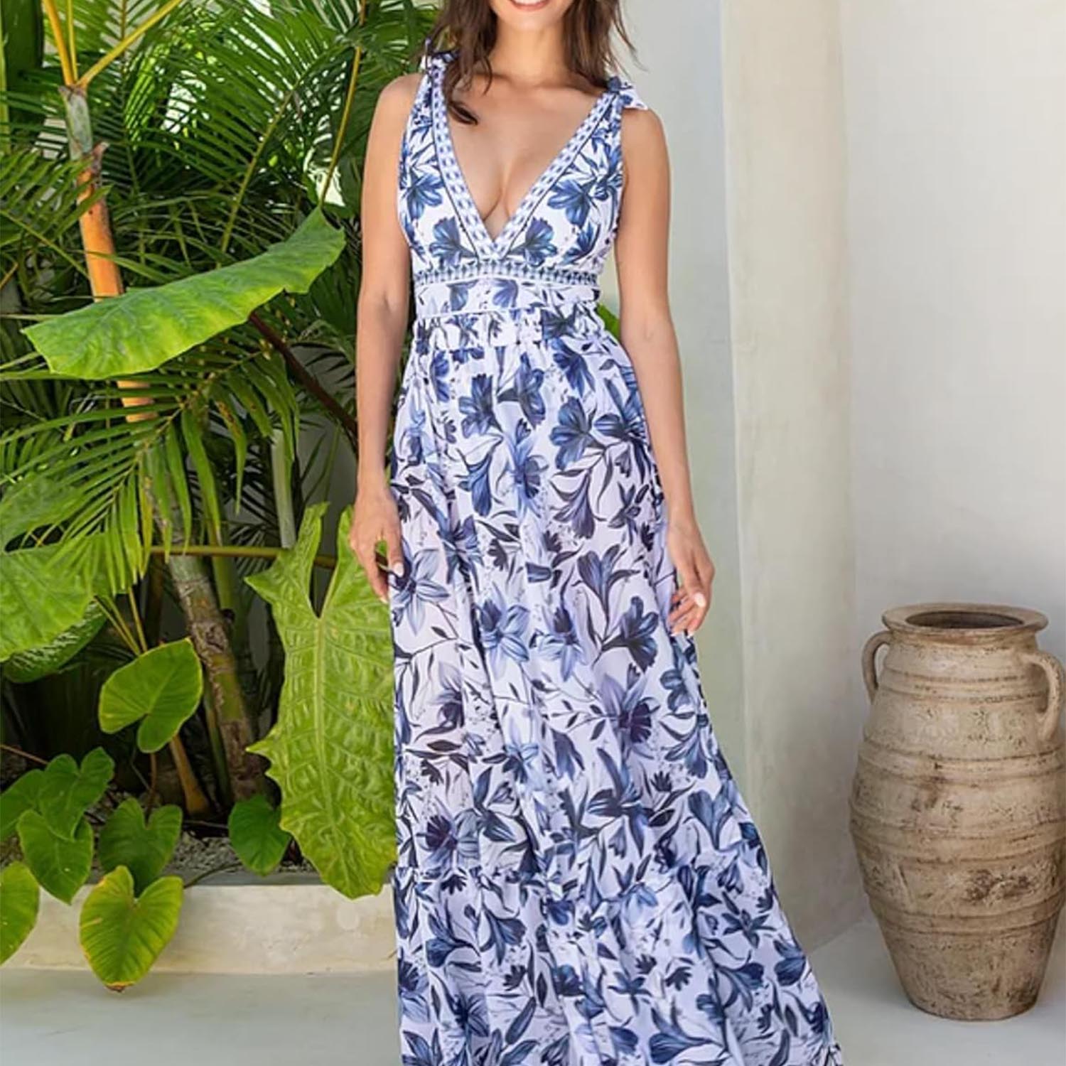 Women Adjustable Shoulder Strip Plant Prints One Piece Swimsuit and Skirt/Sarong