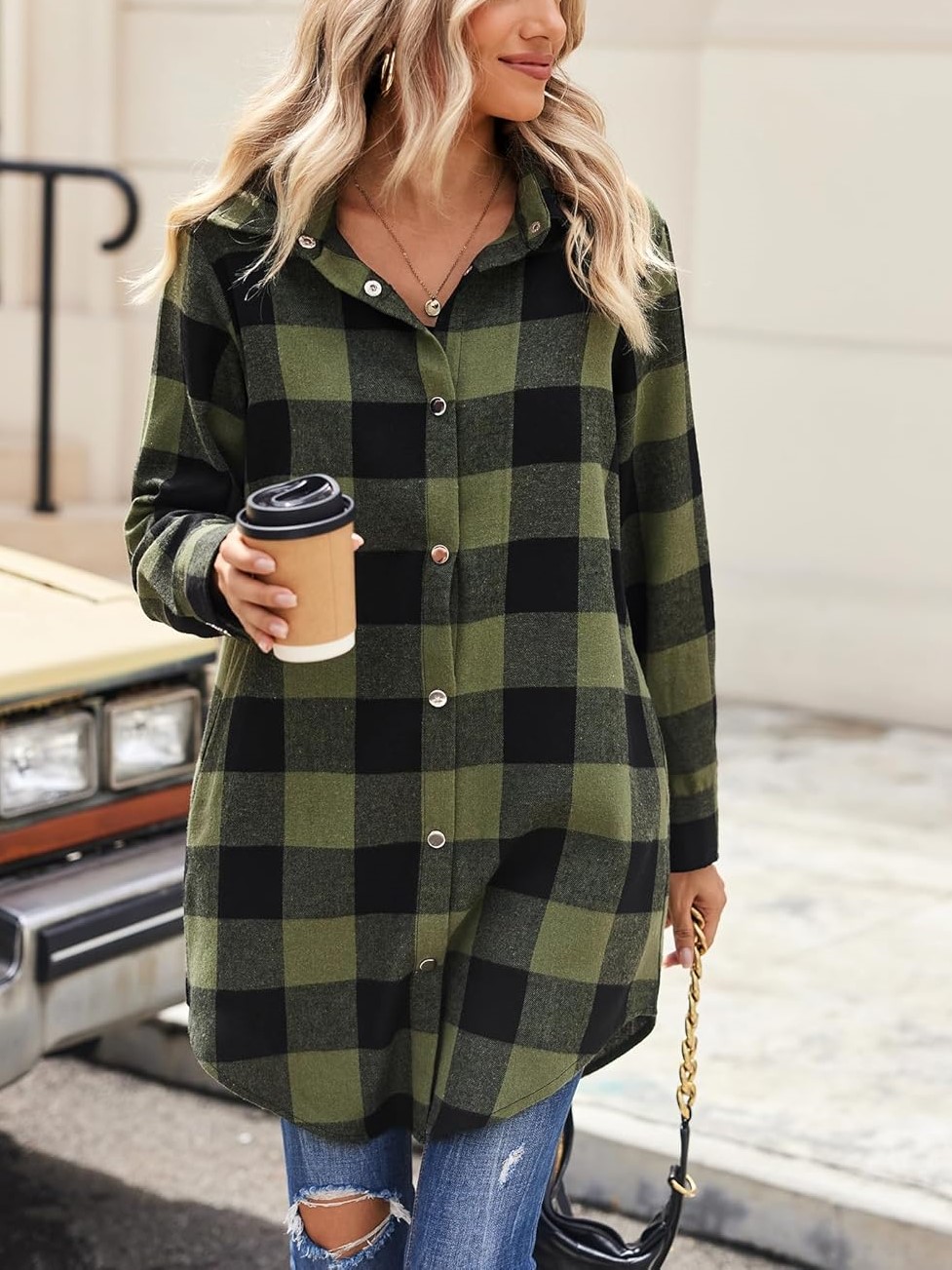 Women's Flannel Long Sleeve Plaid Button Down Shirts