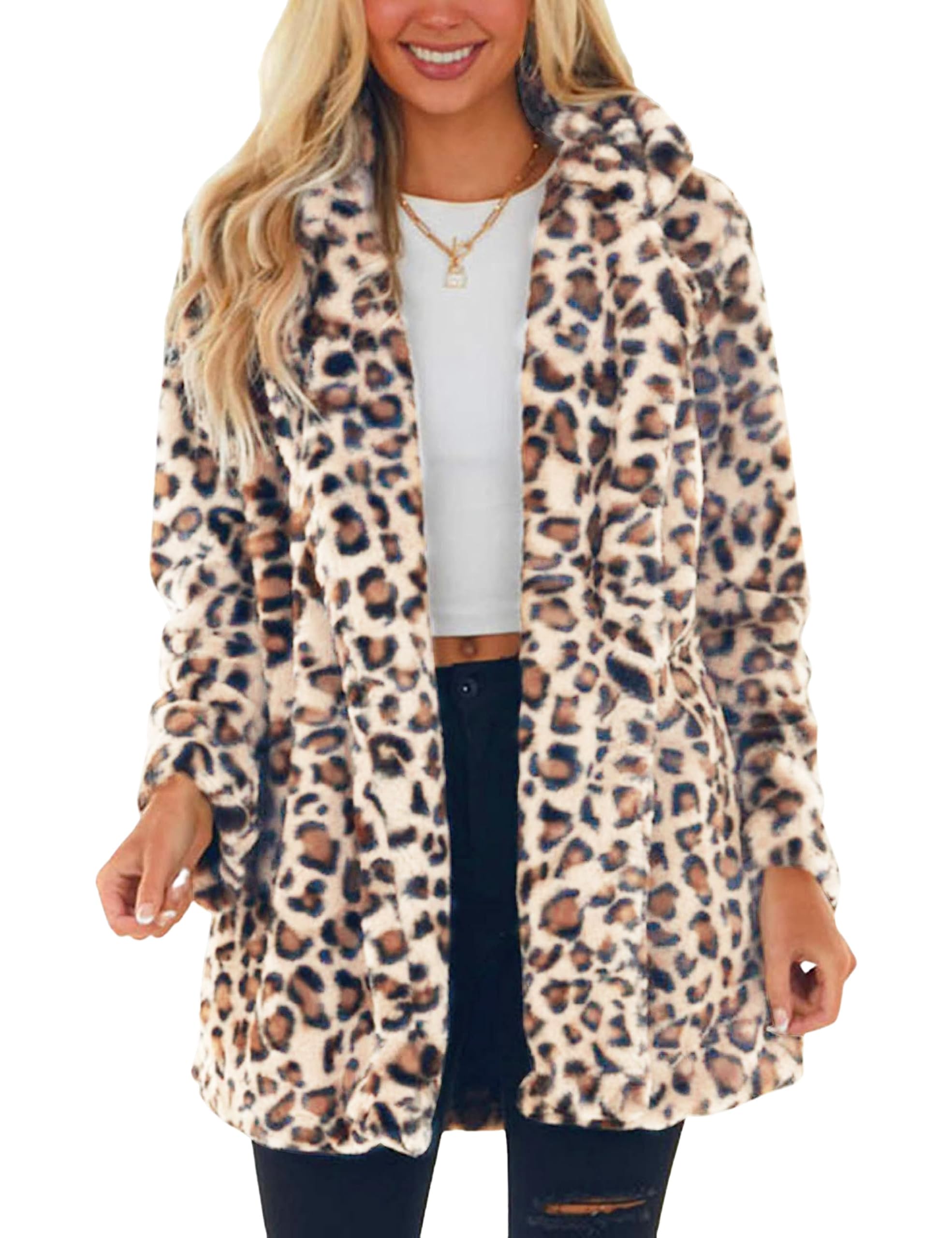 Womens Faux Fur Coats Leopard Jackets(50% OFF!!!)