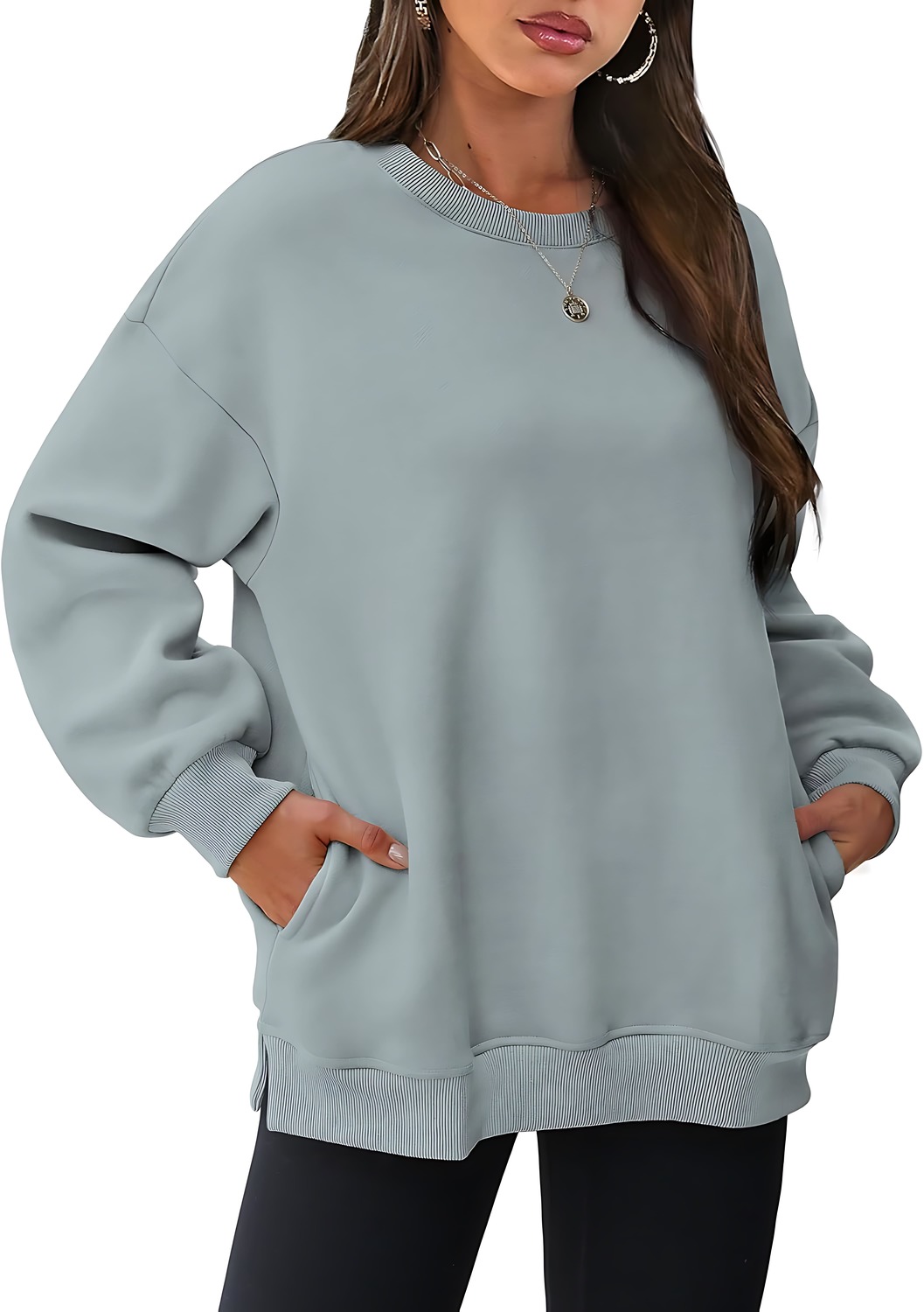 Women's Oversized Crewneck Pullover Sweatshirts with Pocket