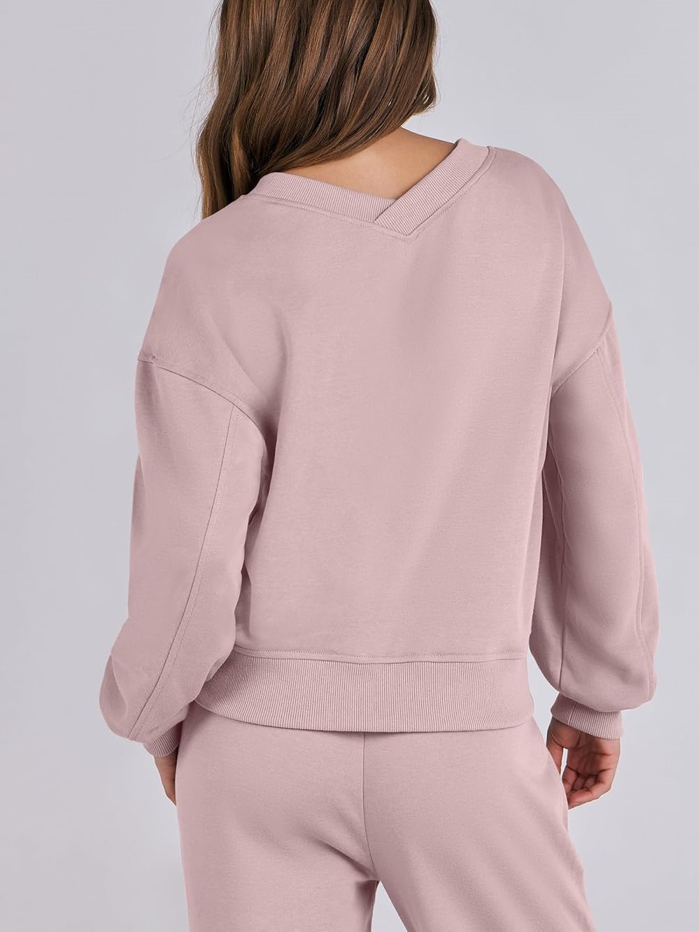 Women's V Neck Sweatshirts Wide Leg Jogger Sweatpants Lounge Sets