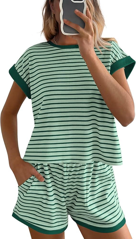 Womens Striped Knit Sets 2 Piece Outfits