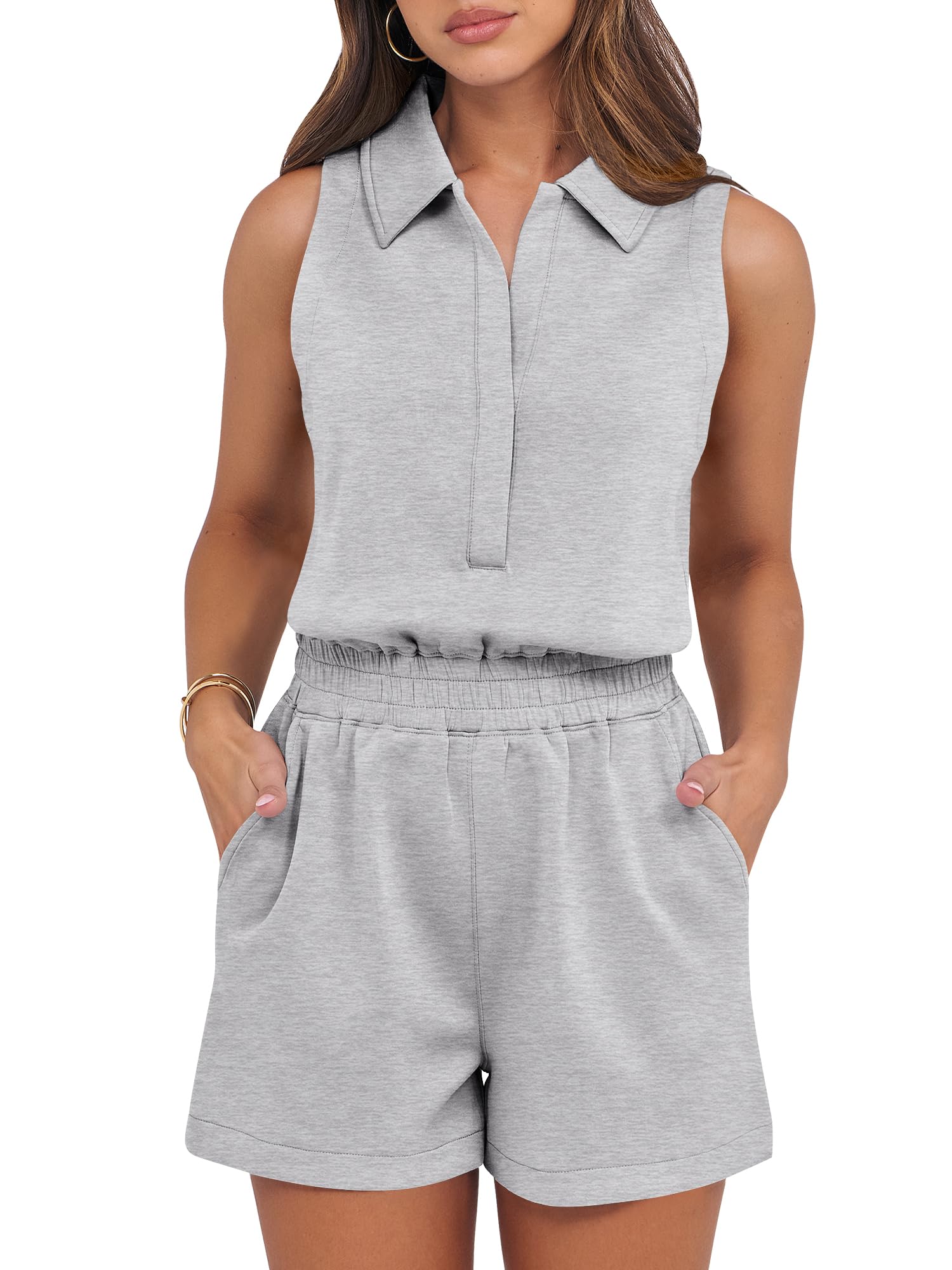 2025 New Women's Casual Sleeveless V Neck One Piece Short Jumpsuit(buy 2 free shipping)