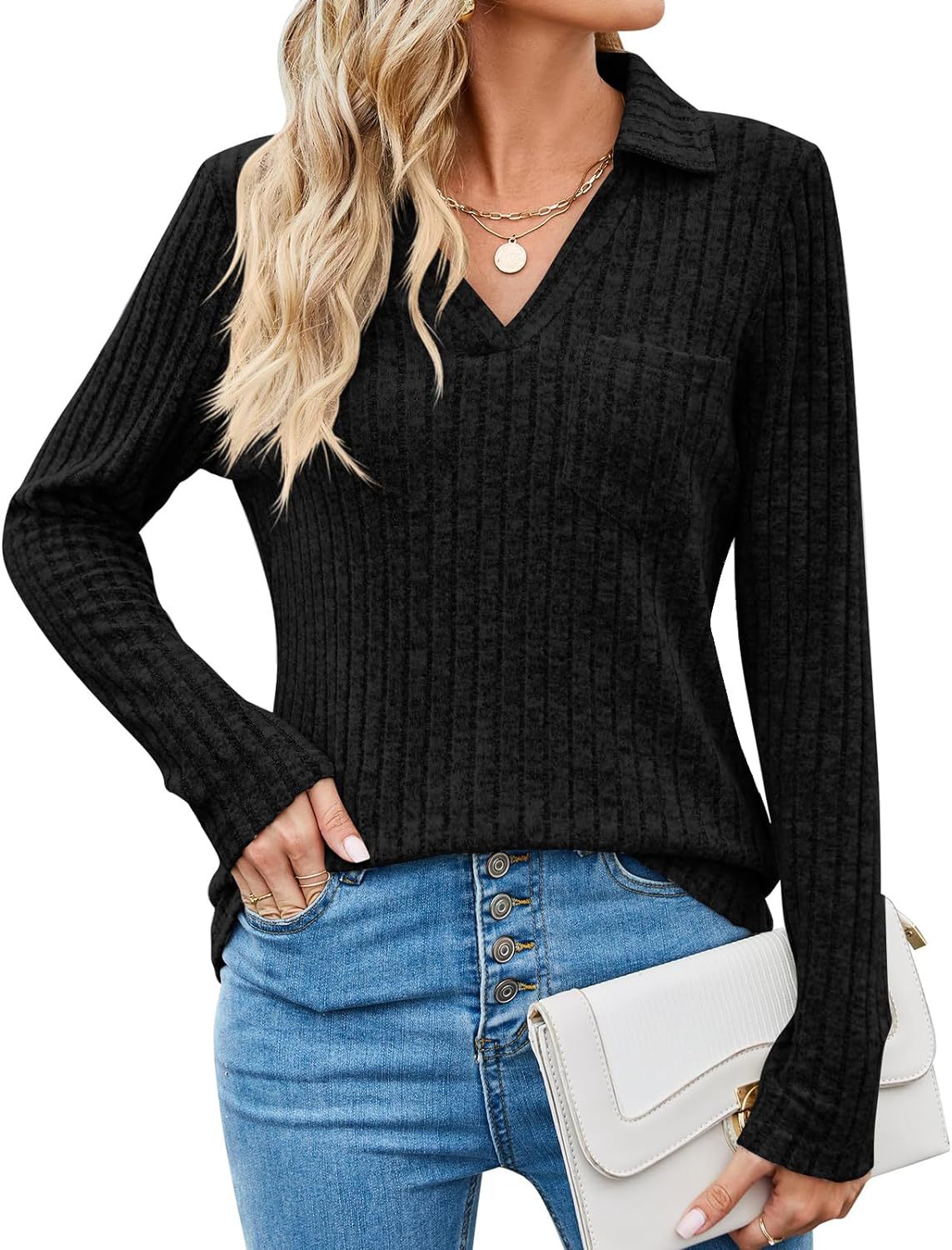 Womens Tunic Tops Long Sleeve Polo Shirts 