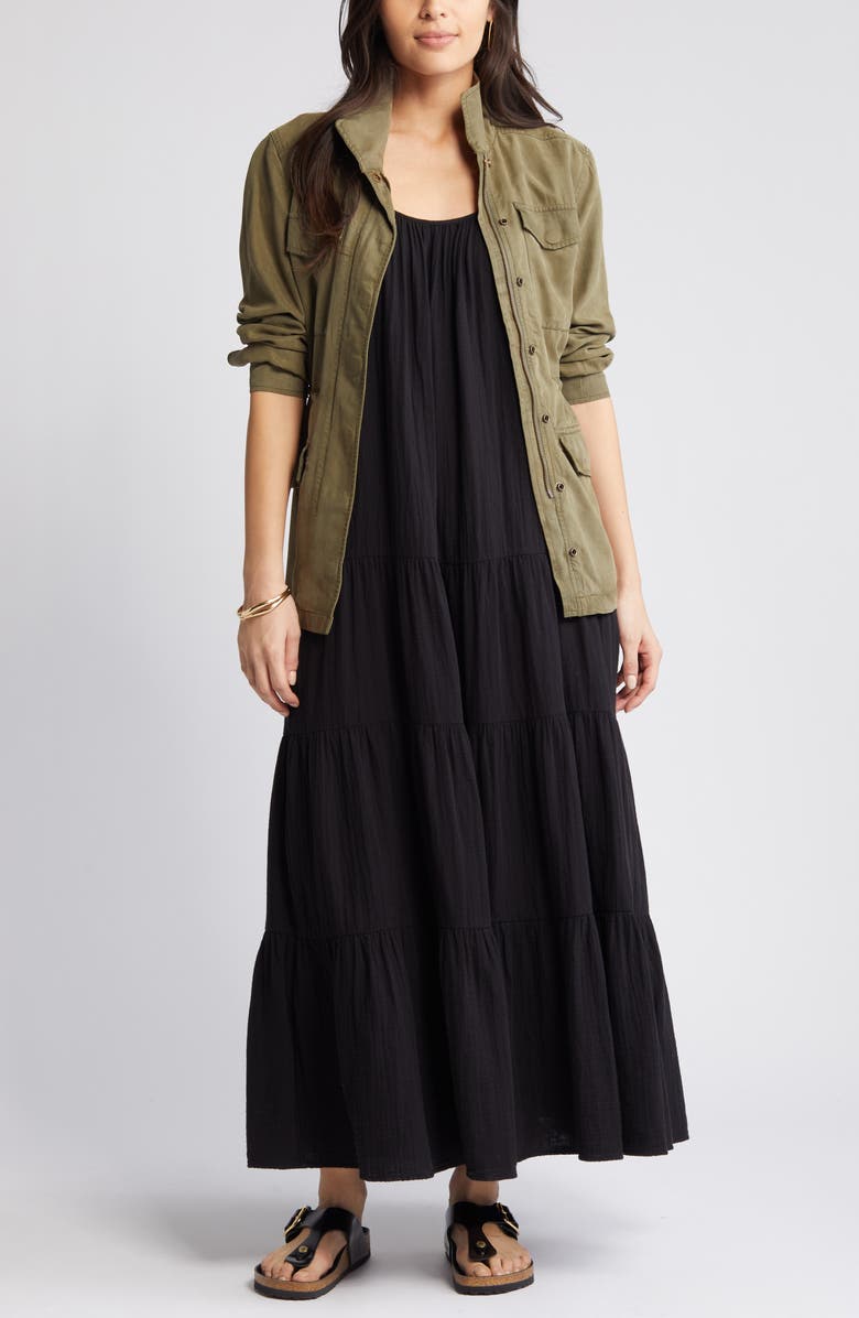 Ruffle Tiered Cotton Maxi Dress