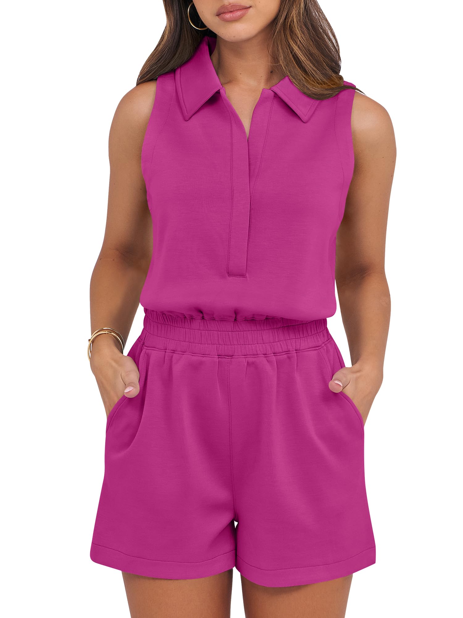 2025 New Women's Casual Sleeveless V Neck One Piece Short Jumpsuit(buy 2 free shipping)