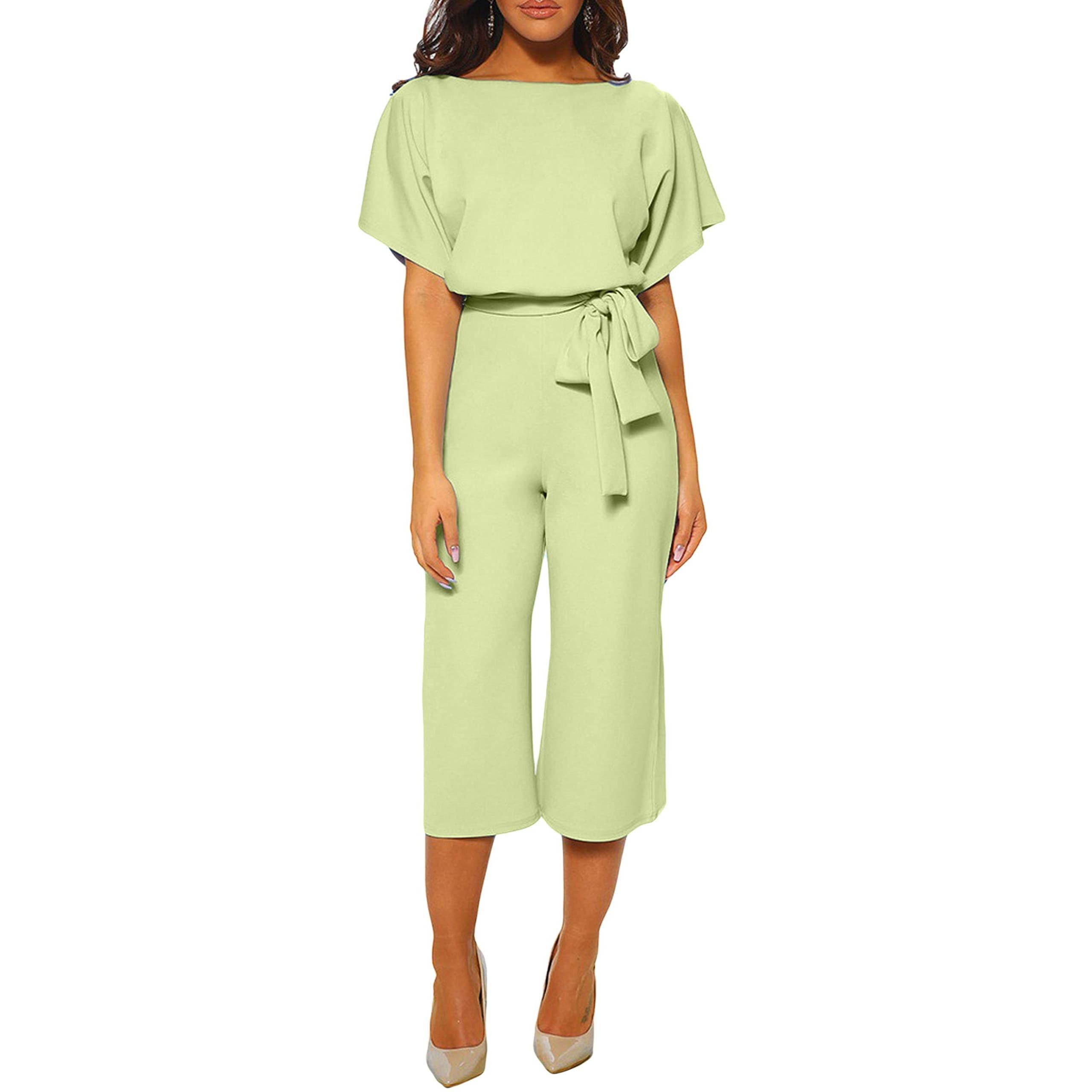 HOT SALE Women's summer and autumn short sleeved jumpsuit with bow tie