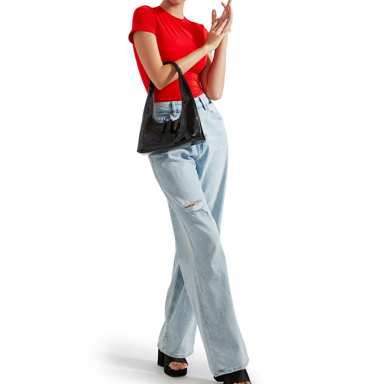 Women's Double Lined Slim Fit Crew Neck Short Sleeve T-Shirt