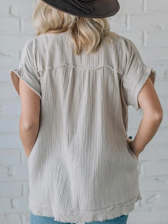 ⏰Hot Sale-Raw Edge Gauze Top(Buy 2 Free Shipping)