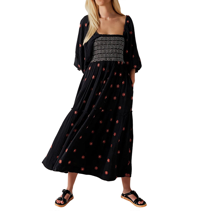 Women's Casual Embroidered Maxi Dress[BUY 2 FREE SHIPPING]
