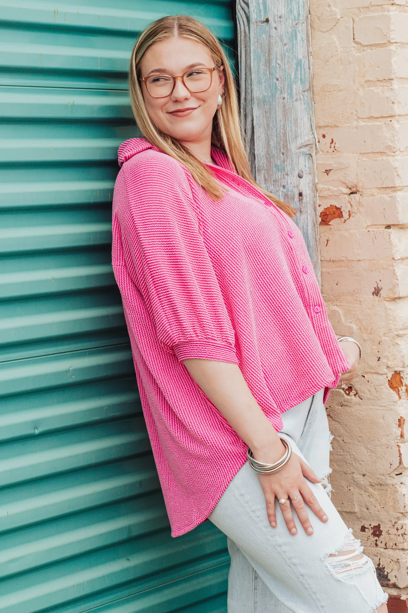 Women's Seasons Ribbed Button Down Top(Buy 2 Free Shipping)