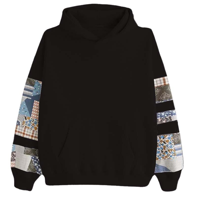 Womens Quilted Graphic Essential Popover Hoodie