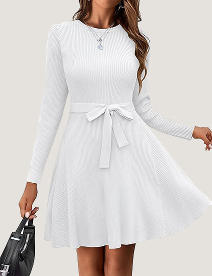 Women's Fall Winter Casual Dress Crewneck Long Sleeve A-Line Sweater (BUY 2 FREE SHIPPING!!!)