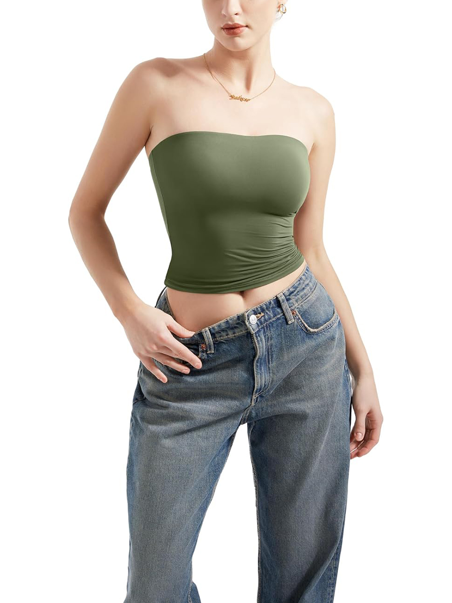 Women's Summer Sexy Tube Top Double Lined Basic Tank Top