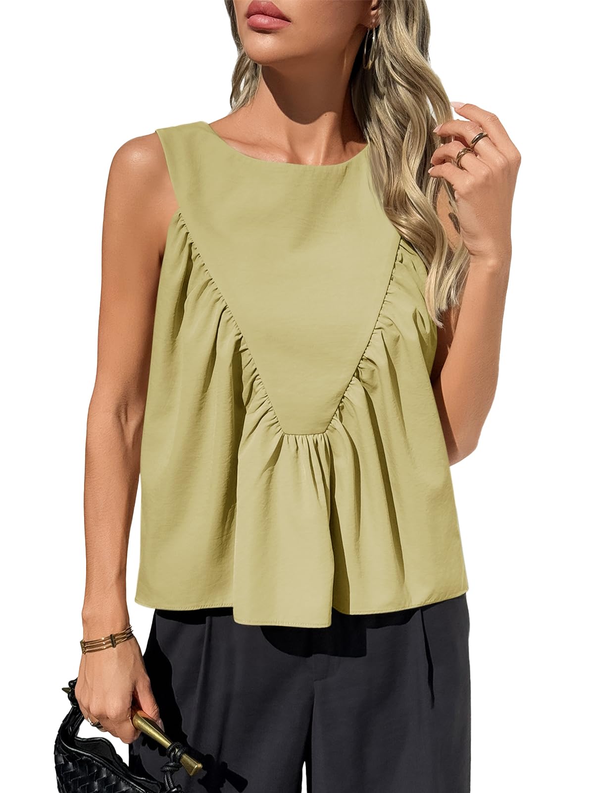 Womens Peplum Babydoll Tank Tops Summer Sleeveless Loose T Shirts (Buy 2 Free Shipping!!!)