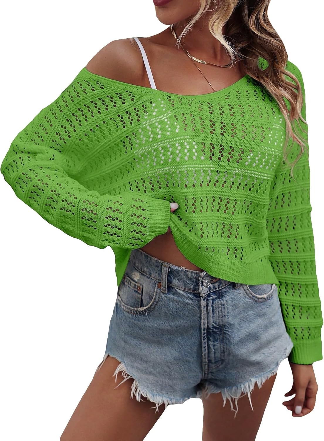 Hollow Knit Drop-Shoulder Sweater Top (Buy 2 Free Shipping!!!)
