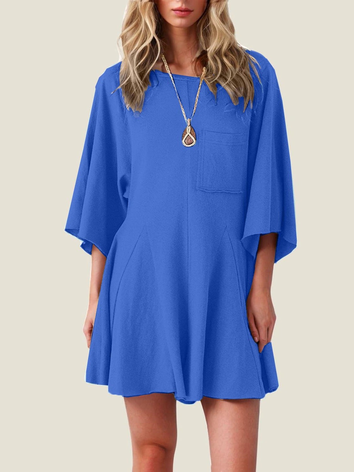 Women's Short Sleeve Loose Ruffled Short Romper Dress with Pocket