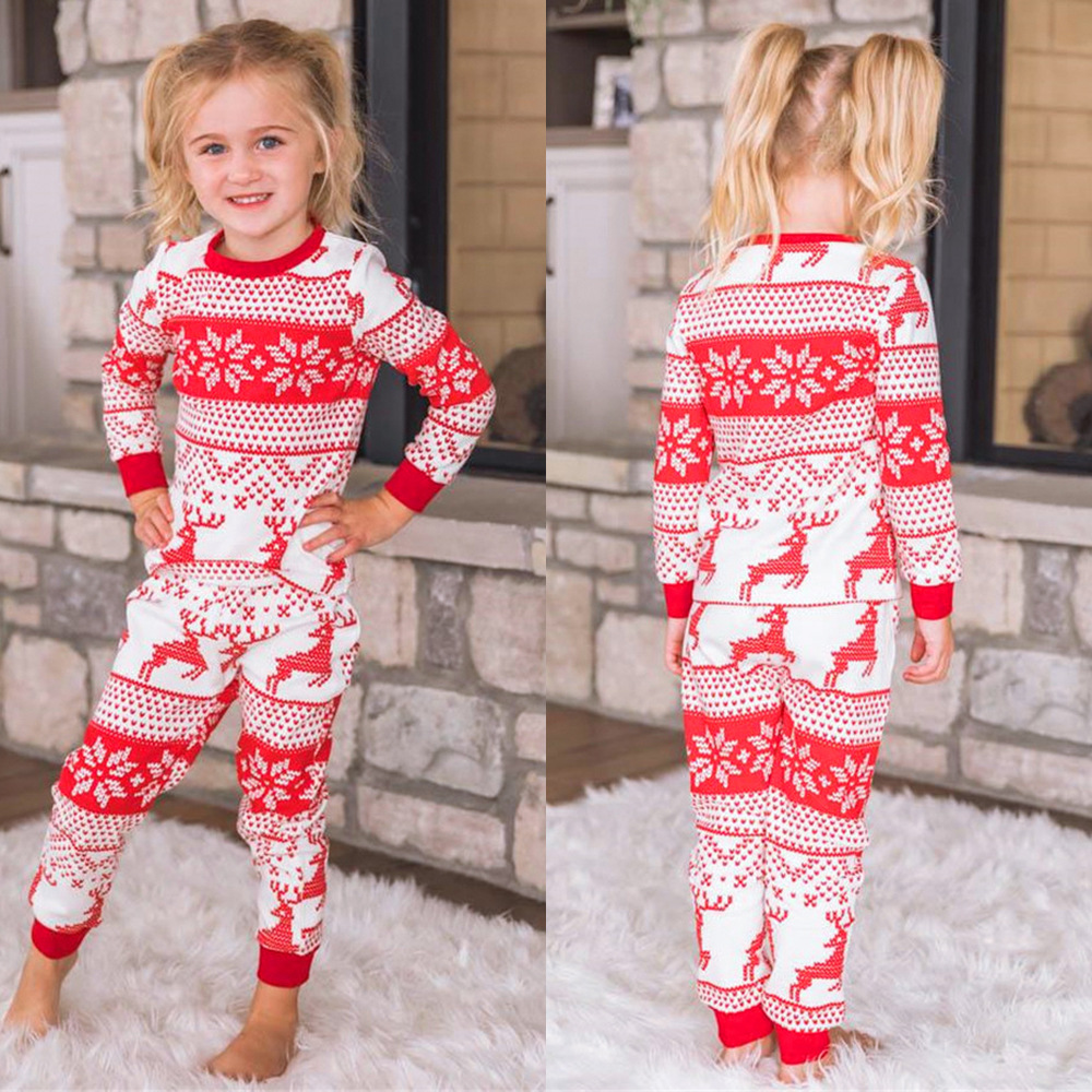 Red Elk Family Pajamas 2-piece Set-Pink Laura