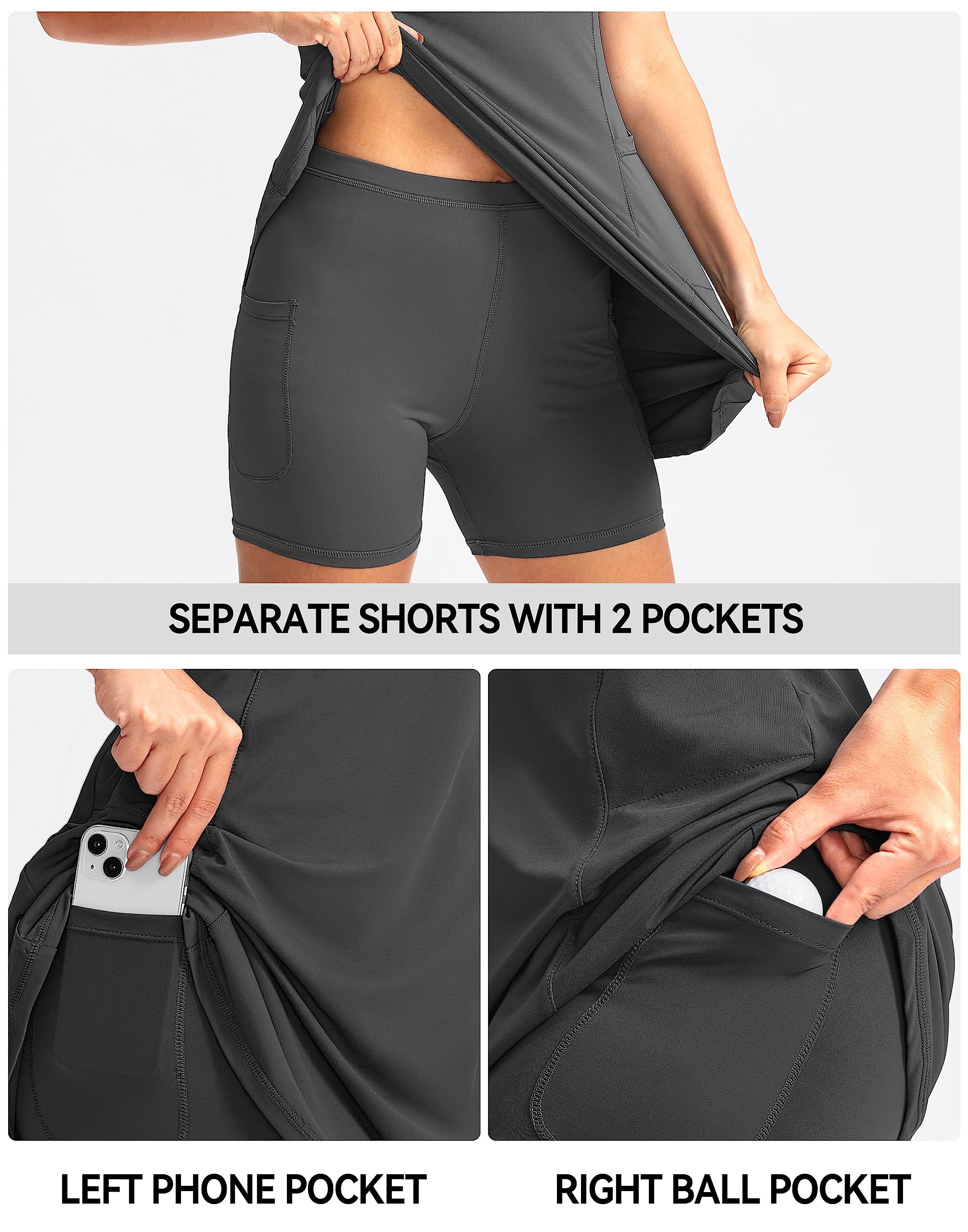 Women's Tennis Golf Dress with Built in Shorts 