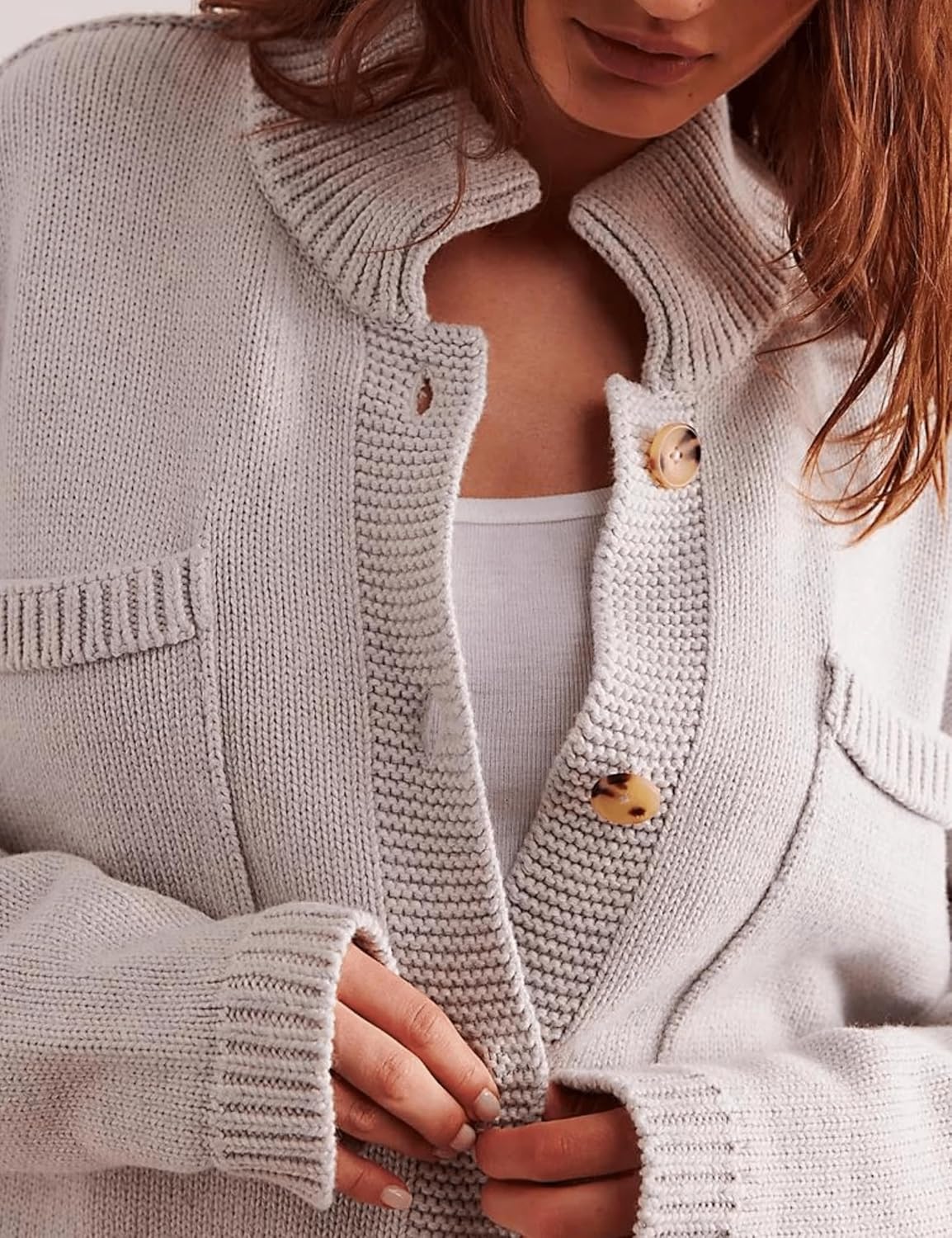 Fall Button Down Knit Casual Loose Cardigan Coat