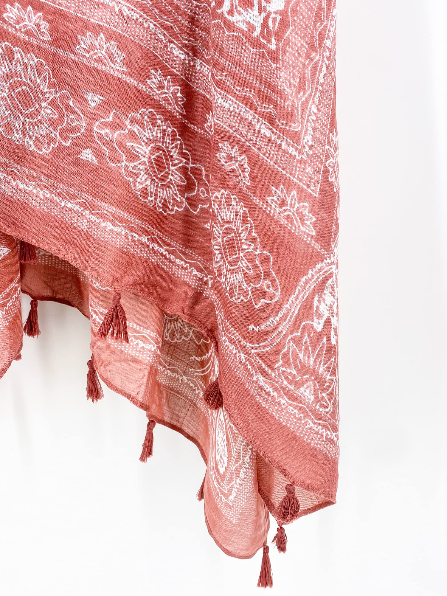 Women's Printed Slits Tassel Cardigan Kimonos Swimsuit Cover-Up