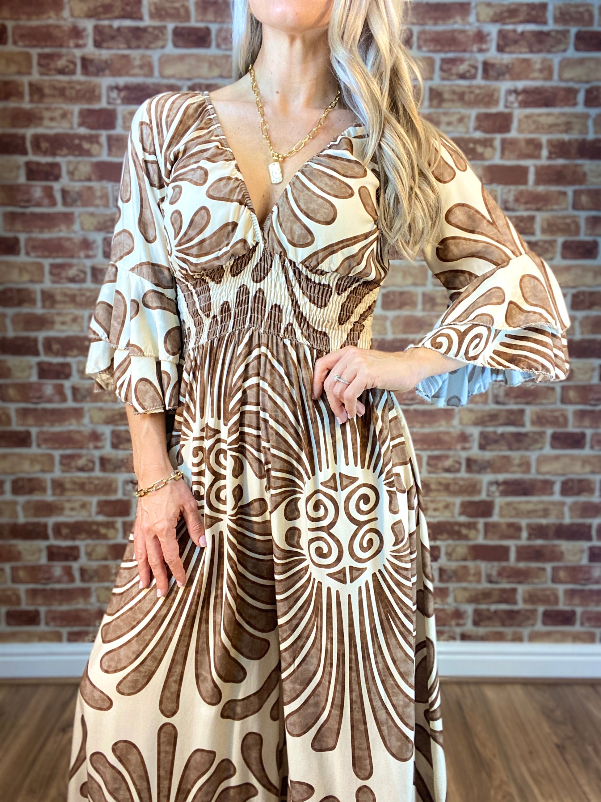 Vintage Floral Ruffle Sleeve Jumpsuit