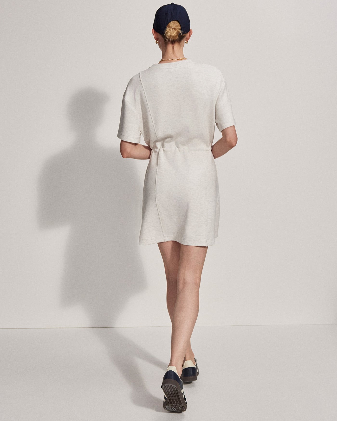 Women's Short-sleeve Drawsting Waist T-shirt Dress