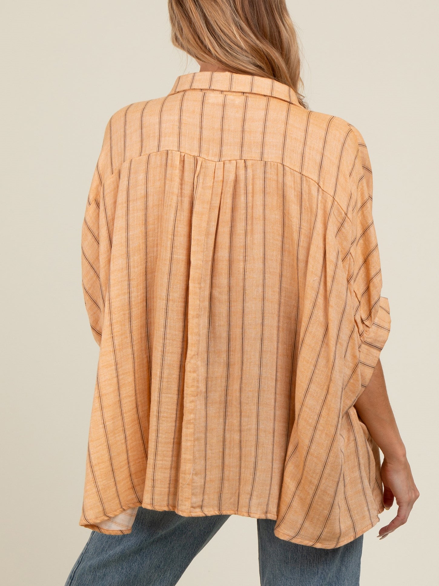 Oversized Striped Button Down Top