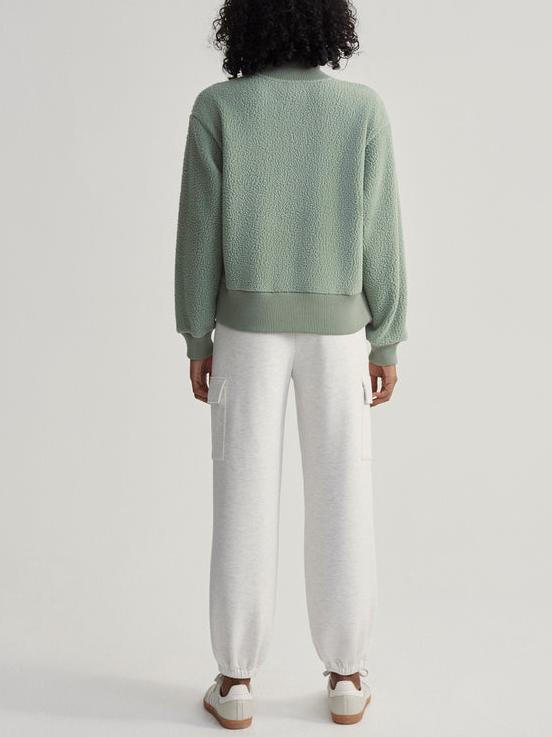  Women's Half Zip Oversized V Neck Fuzzy Knit Chunky Fleece