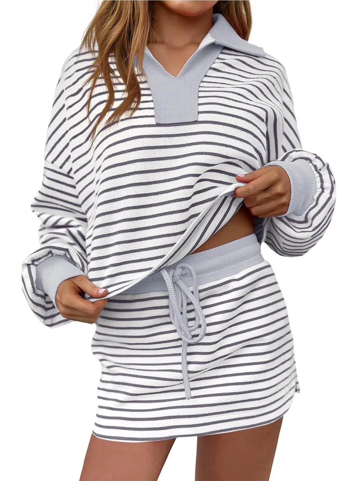 HOT SALE Women's Casual Striped Two-Piece Set