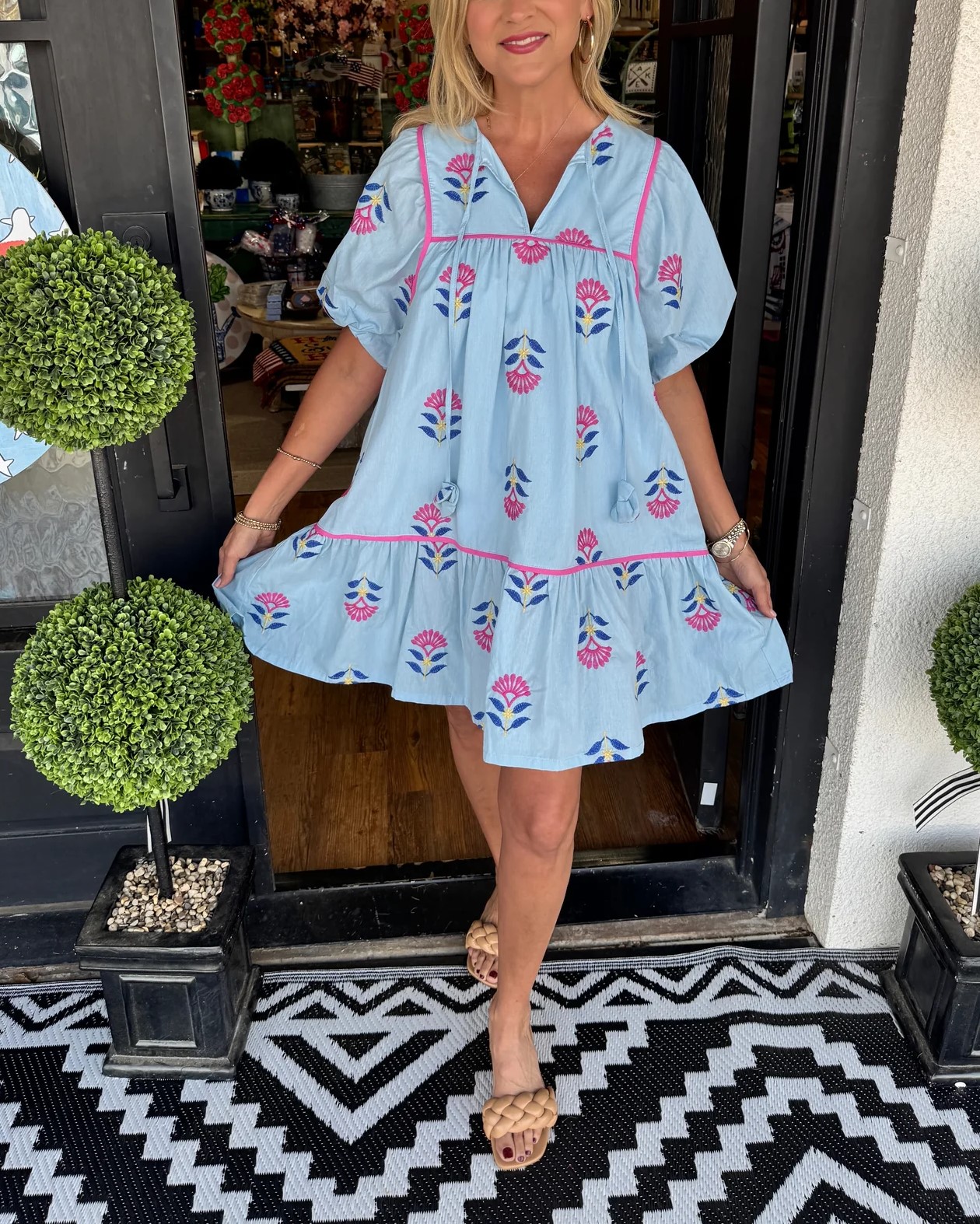 Women's Puff Sleeve Cute Floral Dress