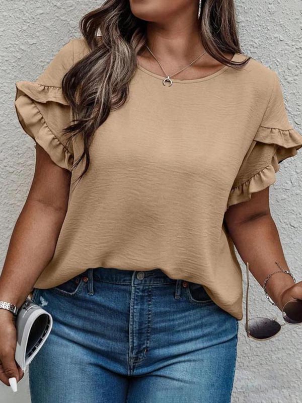 Women's Summer Ruffle Sleeve Round Neck T-Shirt（Buy 2 Free Shipping）