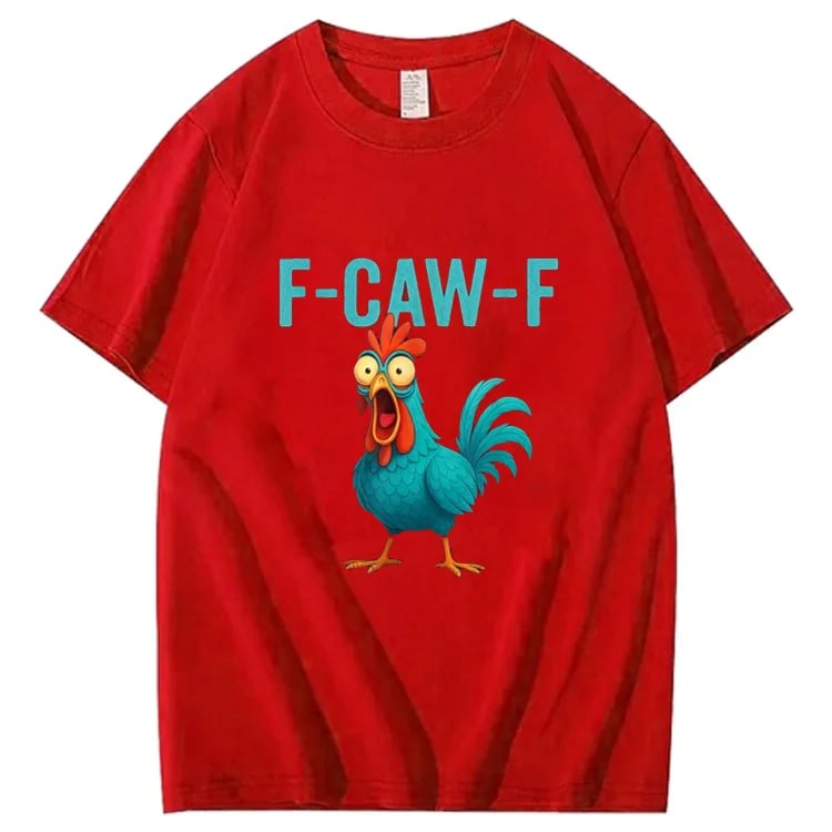 F-Caw-F Crazy Blue Chicken Pattern 100% Cotton T-Shirt