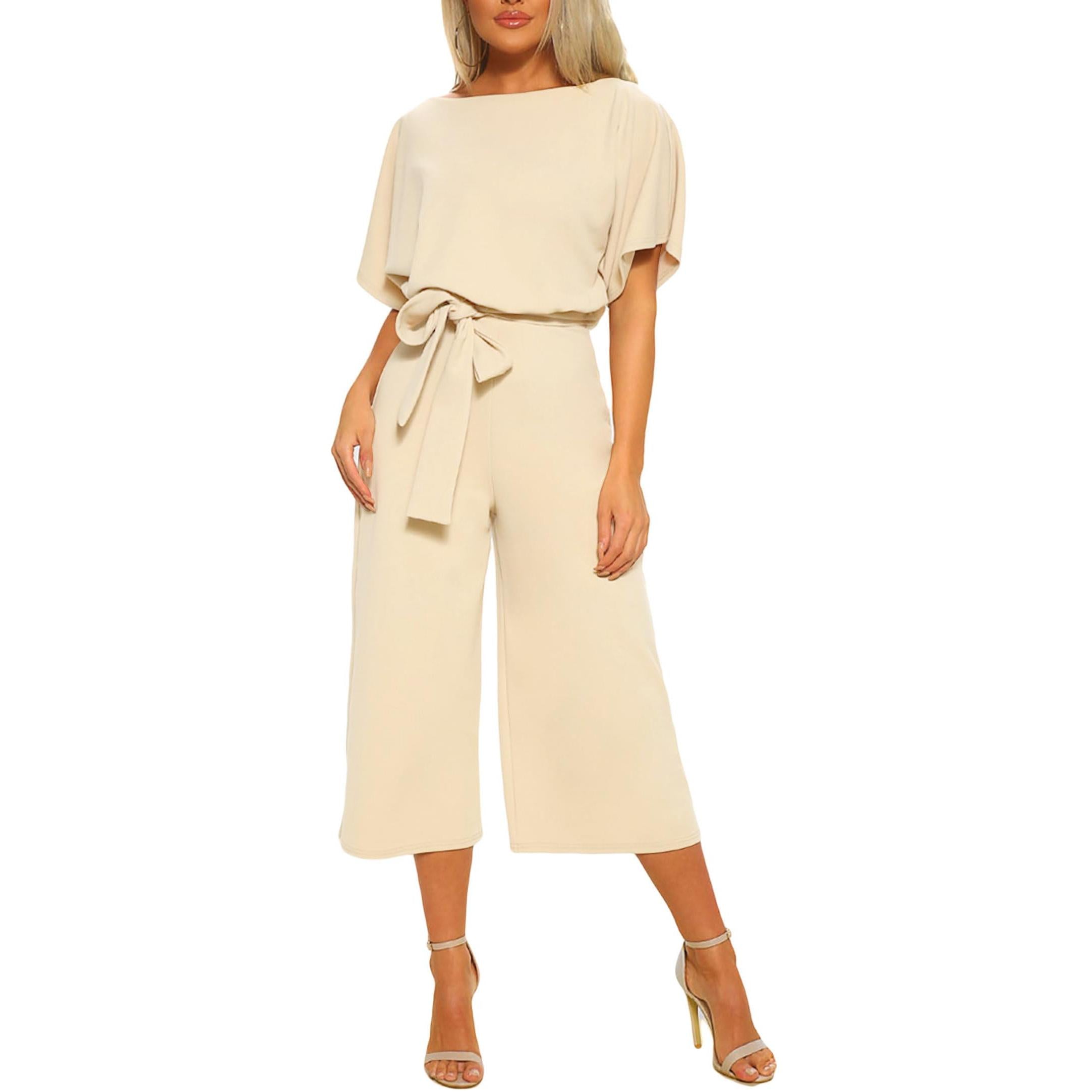 HOT SALE Women's summer and autumn short sleeved jumpsuit with bow tie