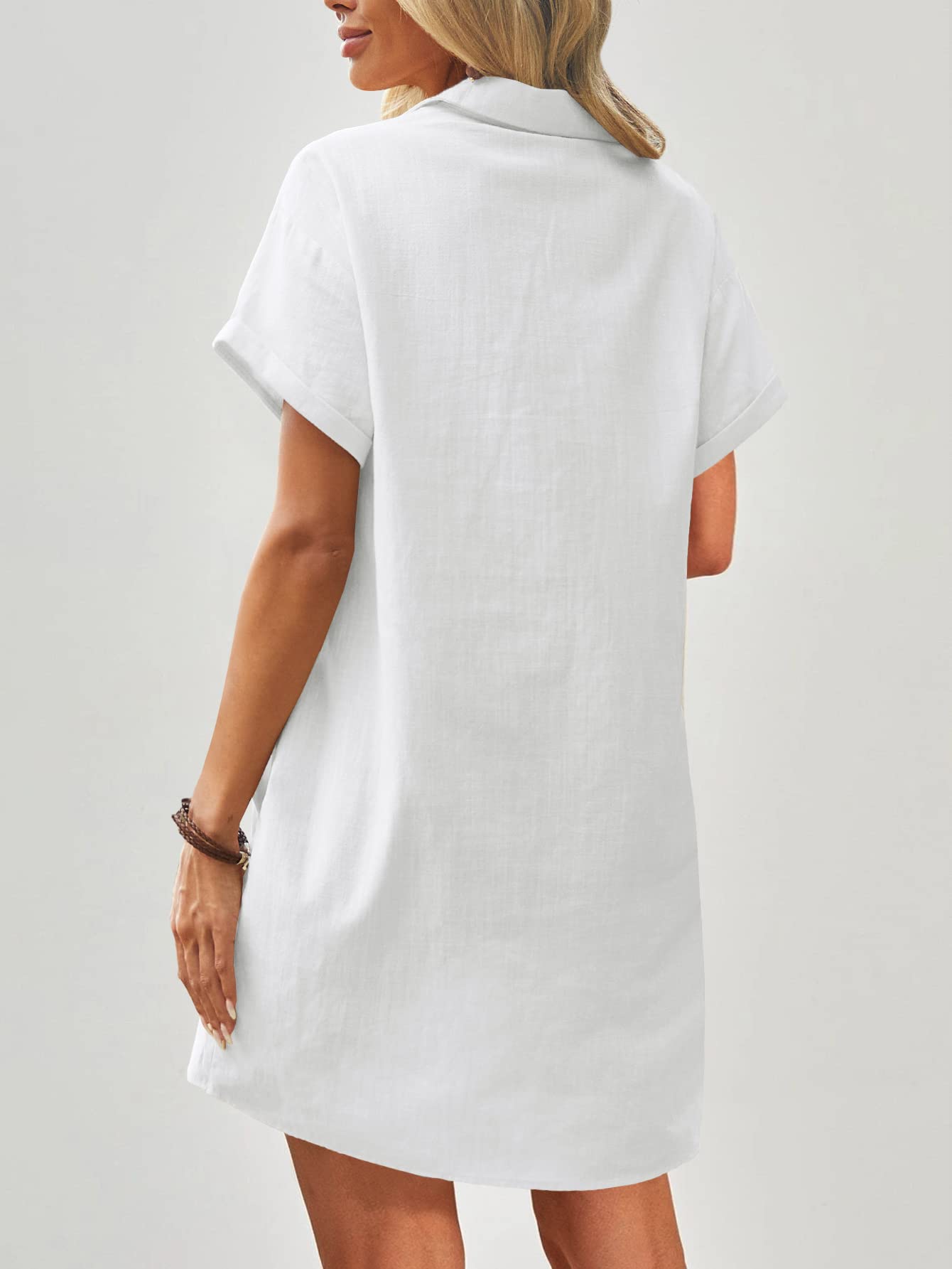 Womens Summer Cotton Shirt Dress (Buy 2 Free Shipping)