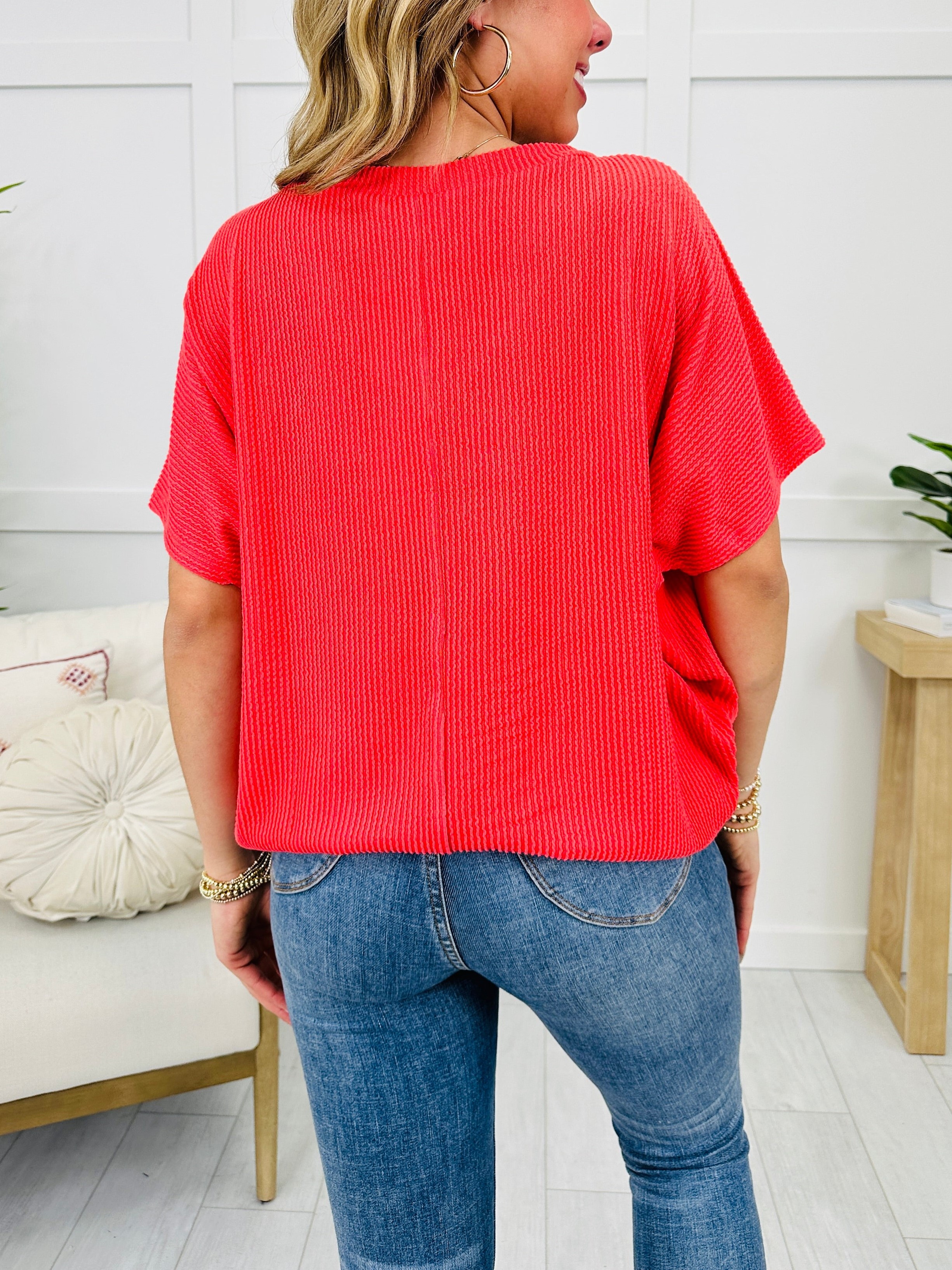 Women's Oversized Ribbed V Neck Batwing Short Sleeve Top