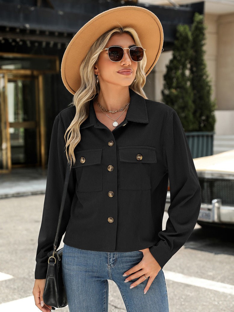 Women’s Fashion Cropped Shackets Button Down Crop Jackets