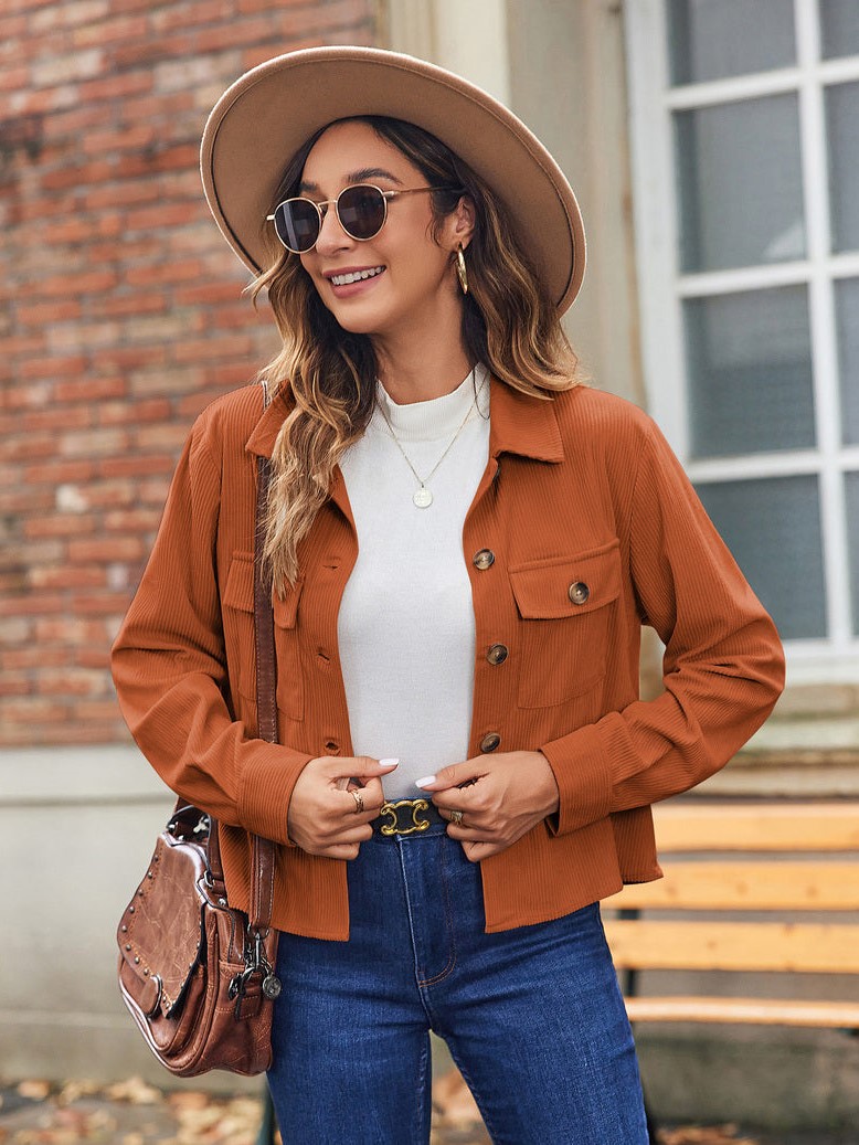 Women’s Fashion Cropped Shackets Button Down Crop Jackets